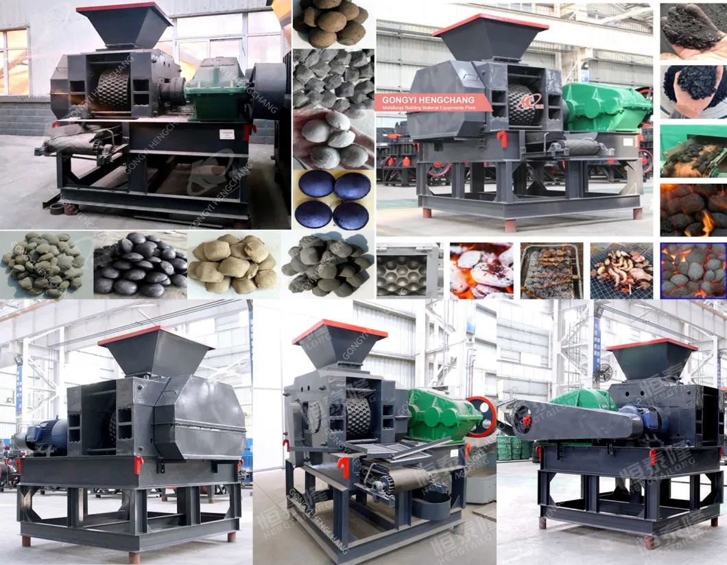 2020 Hot Sale in Uganda 0.5-20t/Hour Mini Small Roller Ball Oval Pillow Shape BBQ Coal Power Charcoal Ball Press Pellet Charcoal Briquette Making Machine Price